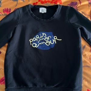 Sezane Women's Navy “Paris mon Amour” sweatshirt - small